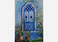 Blue Window, Painting by Chitra Vaidya