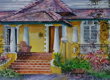 Yellow House - 1, Painting by Chitra Vaidya