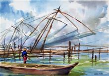 Kerala, Painting by Chitra Vaidya, Watercolour on Paper, 14 x 21 inches