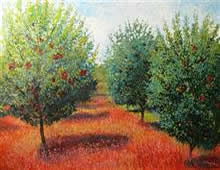 Apple Orchard, Painting by Chitra Vaidya, Oil on Canvas, 36 x 48 inches