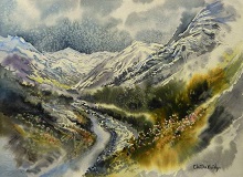 Into the Mountains - 3, Painting by Chitra Vaidya, Watercolour on Paper, 10 x 14 inches