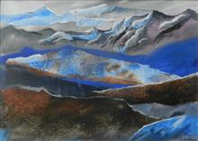 Kumaon Mountains - 33, painting by Chitra Vaidya, Watercolour & Collage on Paper, 10 x 14 inches