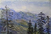 Mountains in Himachal, Painting by Chitra Vaidya, Watercolour on Paper, 14 x 21 inches