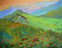 Rolling Hills, Painting by Chitra Vaidya, Acrylic on Canvas, 30 x 36 inches