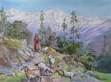 Rural Life in Kumaon - 2, painting by Chitra Vaidya, Watercolour on Paper, 10 x 14 inches