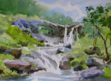 Bhedaghat Waterfall - 2, Painting by Chitra Vaidya