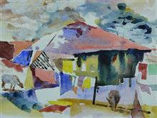  Rural Life - 1, Painting by Chitra Vaidya, Watercolour on paper, 7.5 x 11.5 inches