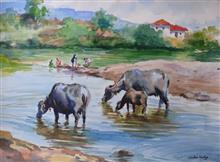 Village - 18, Painting by Chitra Vaidya